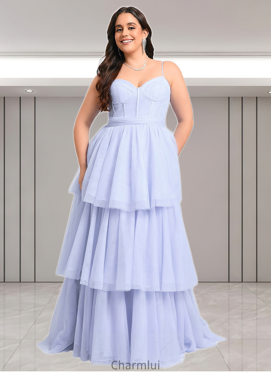 Yamilet Ball-Gown/Princess Sweetheart Sweep Train Tulle Prom Dresses With Bow DYP0025843