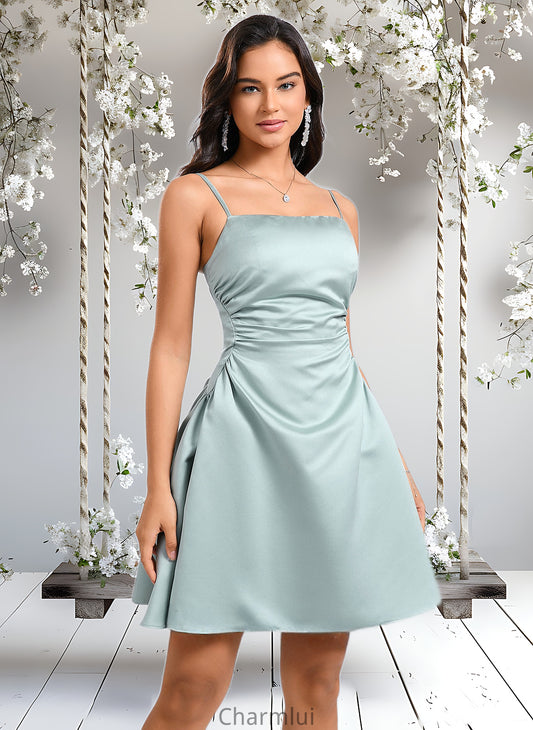 Kaia A-line Straight Short Satin Homecoming Dress DYP0025643