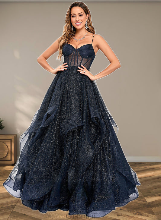 Genevieve Ball-Gown/Princess V-Neck Floor-Length Tulle Prom Dresses DYP0025863