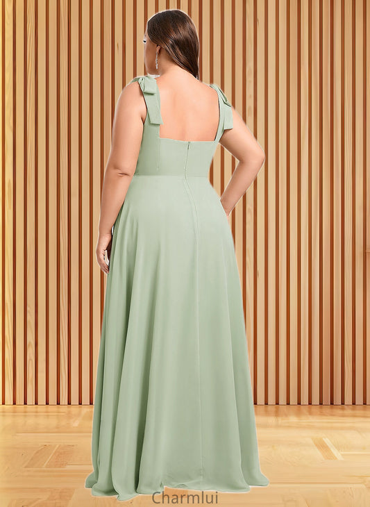 Abbey A-line Square Floor-Length Chiffon Prom Dresses With Bow DYP0025876