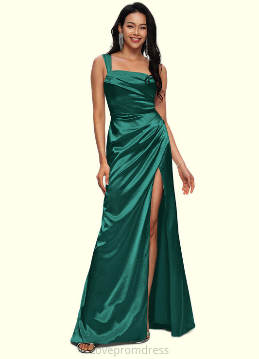 Itzel Sheath/Column Asymmetrical Floor-Length Stretch Satin Prom Dresses DYP0022193