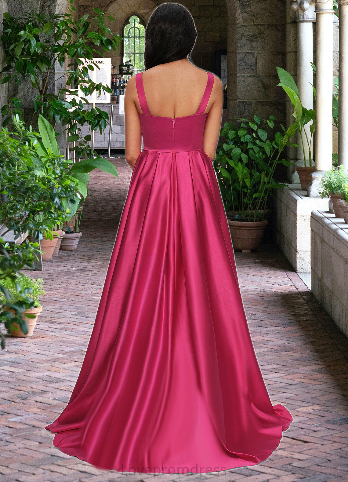 Alexa Ball-Gown/Princess V-Neck Sweep Train Satin Prom Dresses DYP0022215