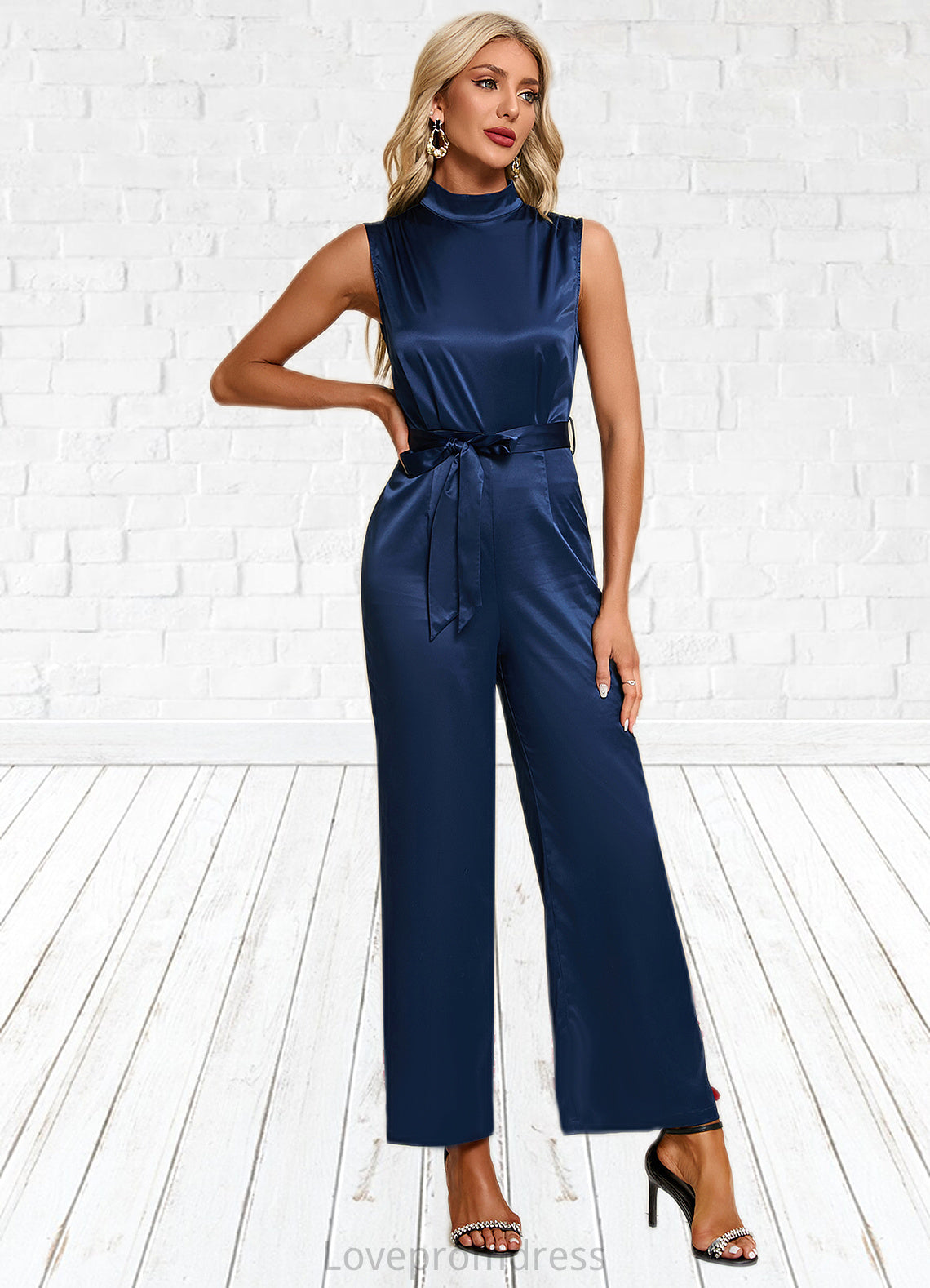 Luz High Neck Elegant Jumpsuit/Pantsuit Satin Maxi Dresses DYP0022324