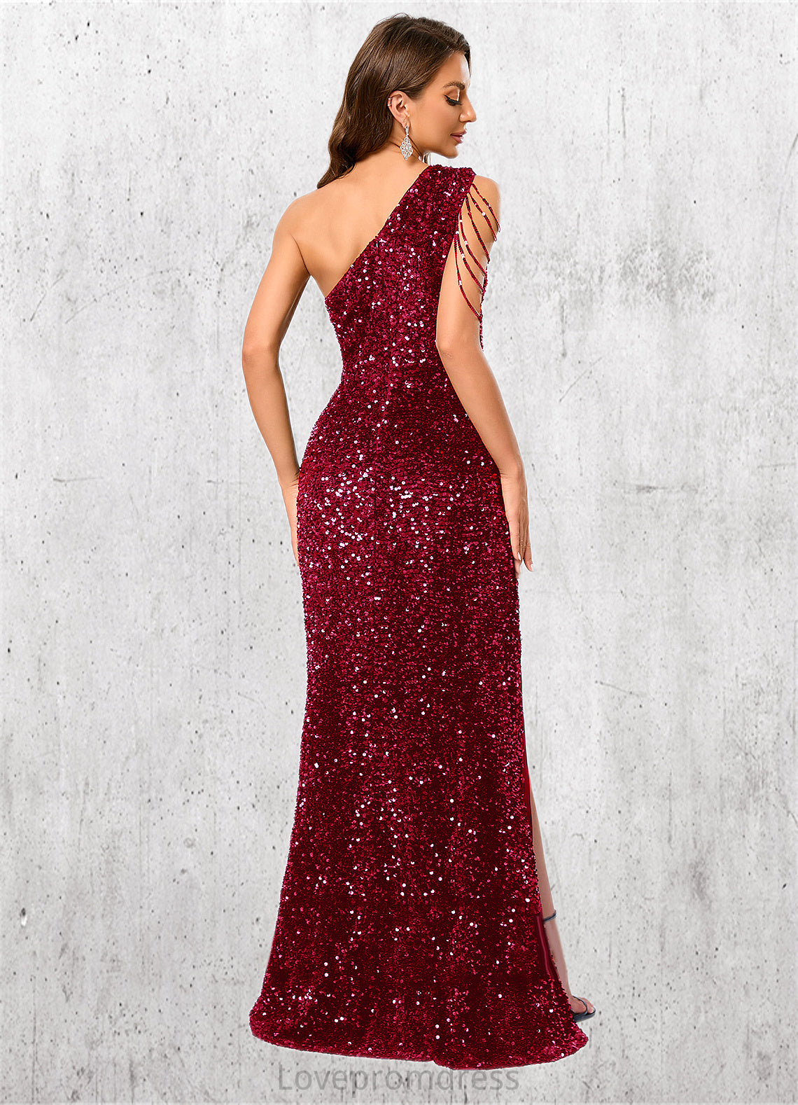 Emma Sequins One Shoulder Sheath/Column Sequin Dresses DYP0022390