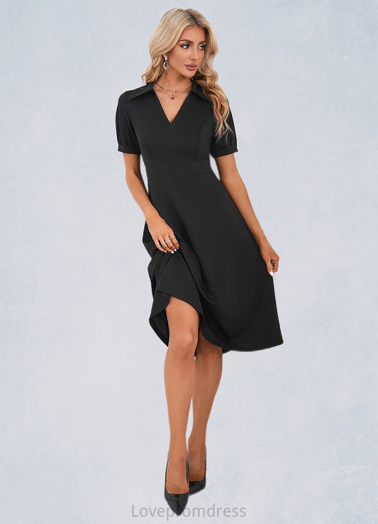 Margery V-Neck Elegant A-line Cotton Blends Midi Dresses DYP0022412