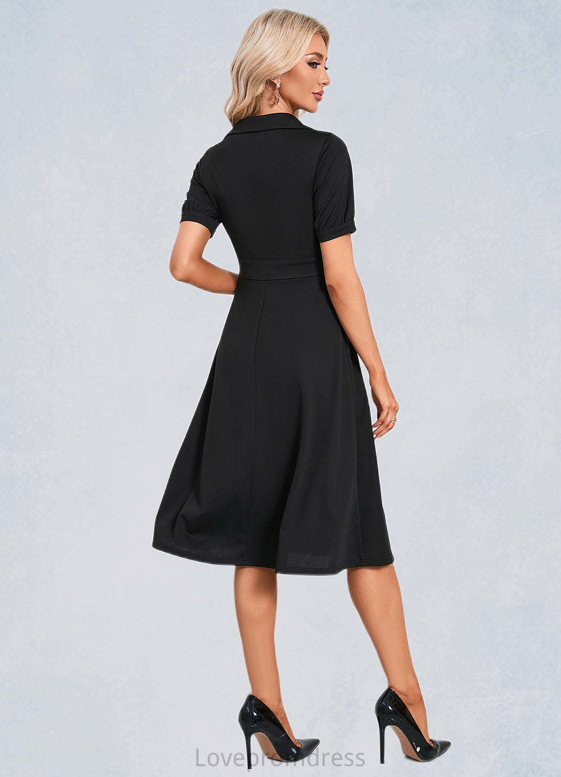 Margery V-Neck Elegant A-line Cotton Blends Midi Dresses DYP0022412