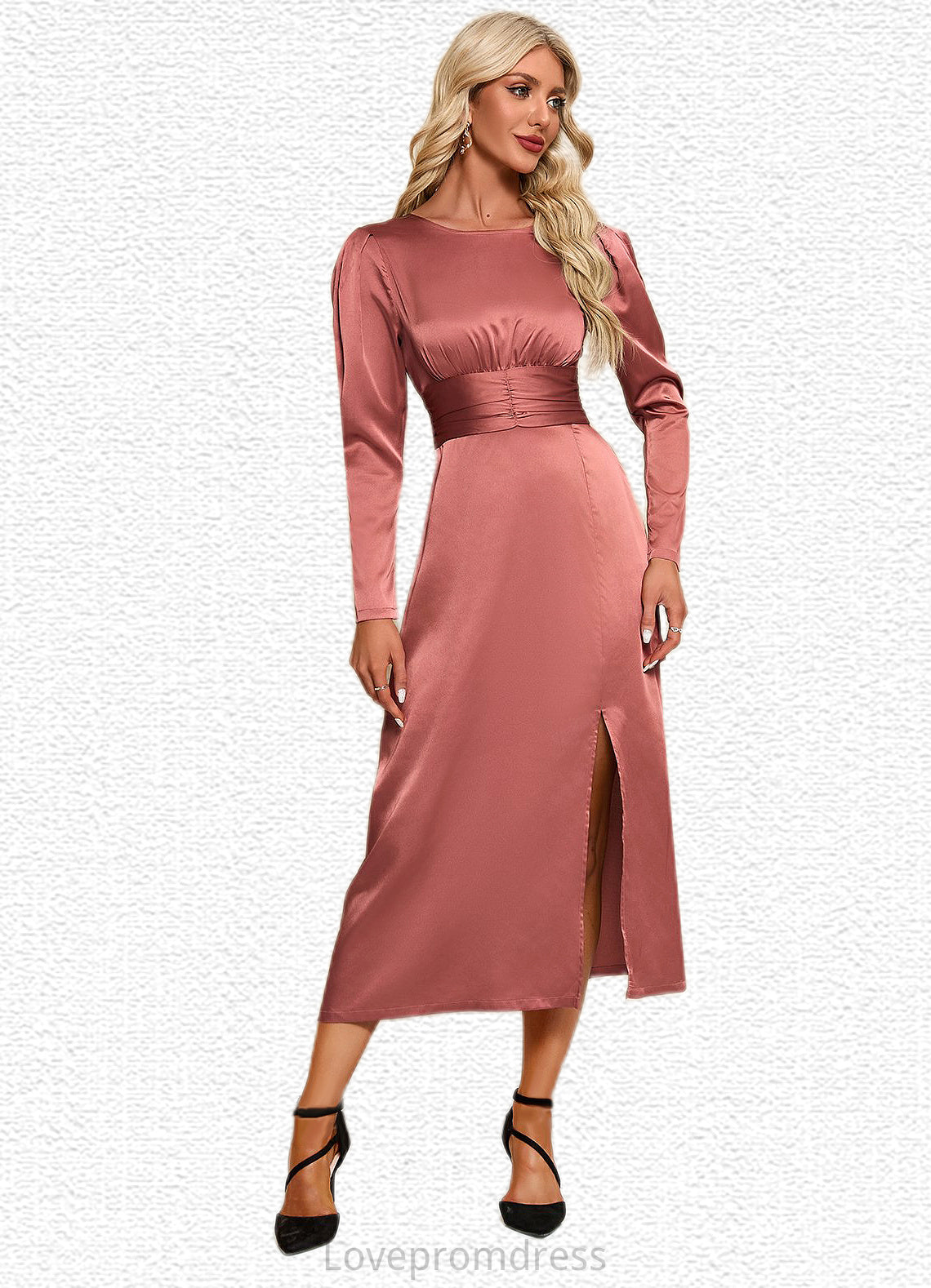 Maeve Scoop Elegant A-line Satin Midi Dresses DYP0022453