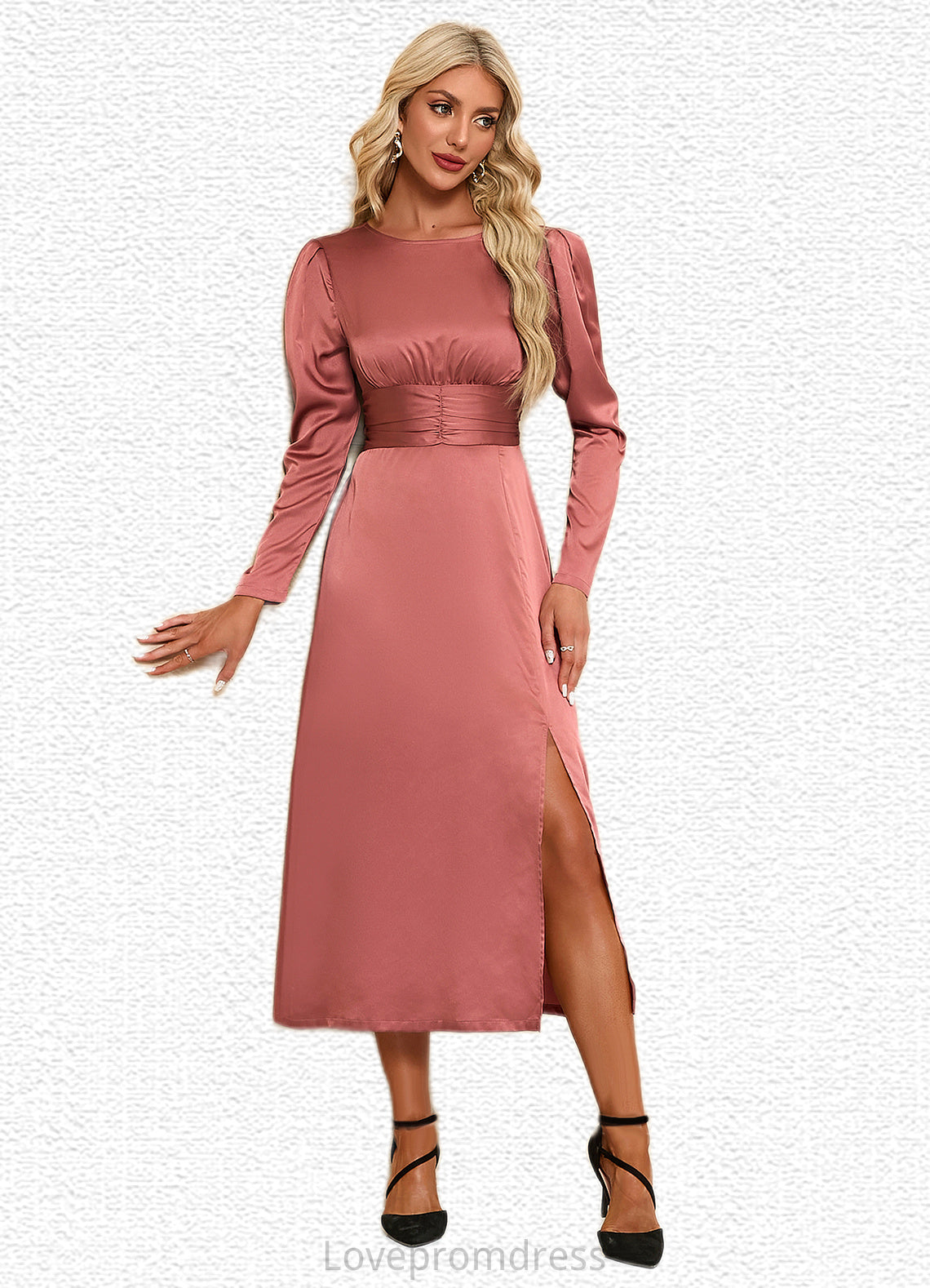 Maeve Scoop Elegant A-line Satin Midi Dresses DYP0022453