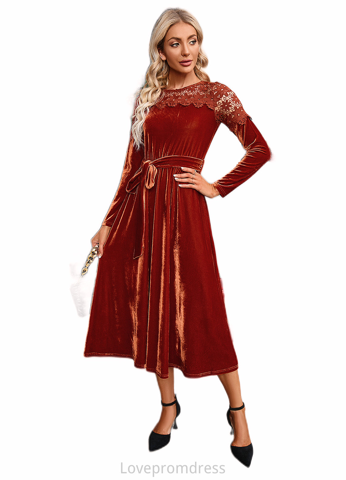 Kali Scoop Elegant A-line Velvet Dresses DYP0022496