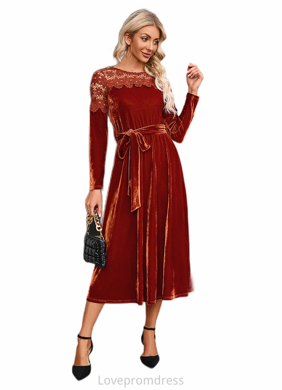 Kali Scoop Elegant A-line Velvet Dresses DYP0022496