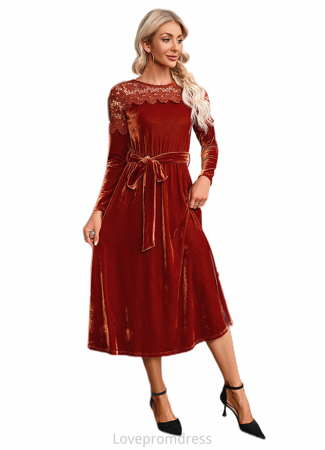 Kali Scoop Elegant A-line Velvet Dresses DYP0022496