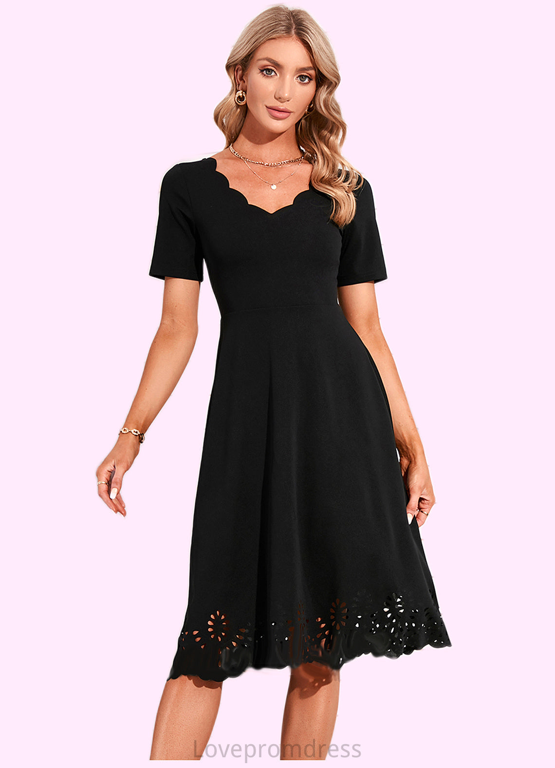 Chelsea V-Neck Elegant A-line Cotton Blends Midi Dresses DYP0022499