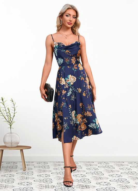 Lola Floral Print Cowl Elegant A-line Satin Dresses DYP0022508