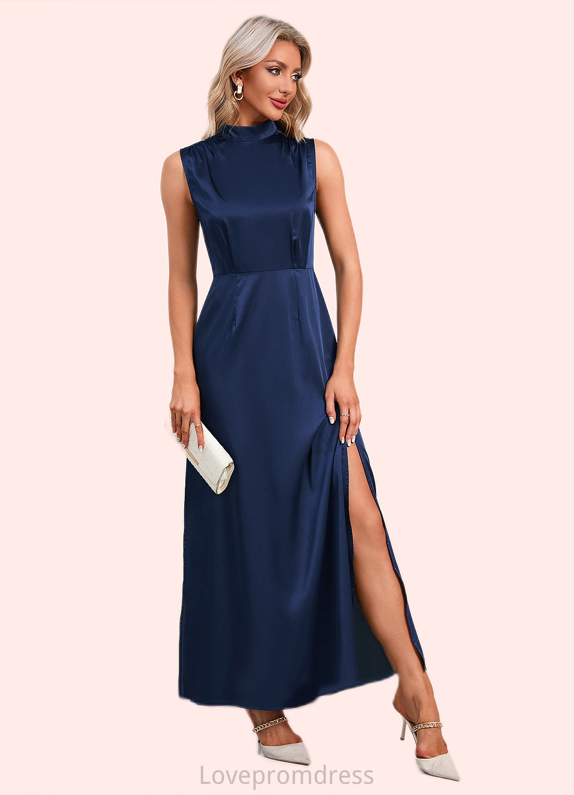 Jaiden High Neck Elegant A-line Satin Maxi Dresses DYP0022520