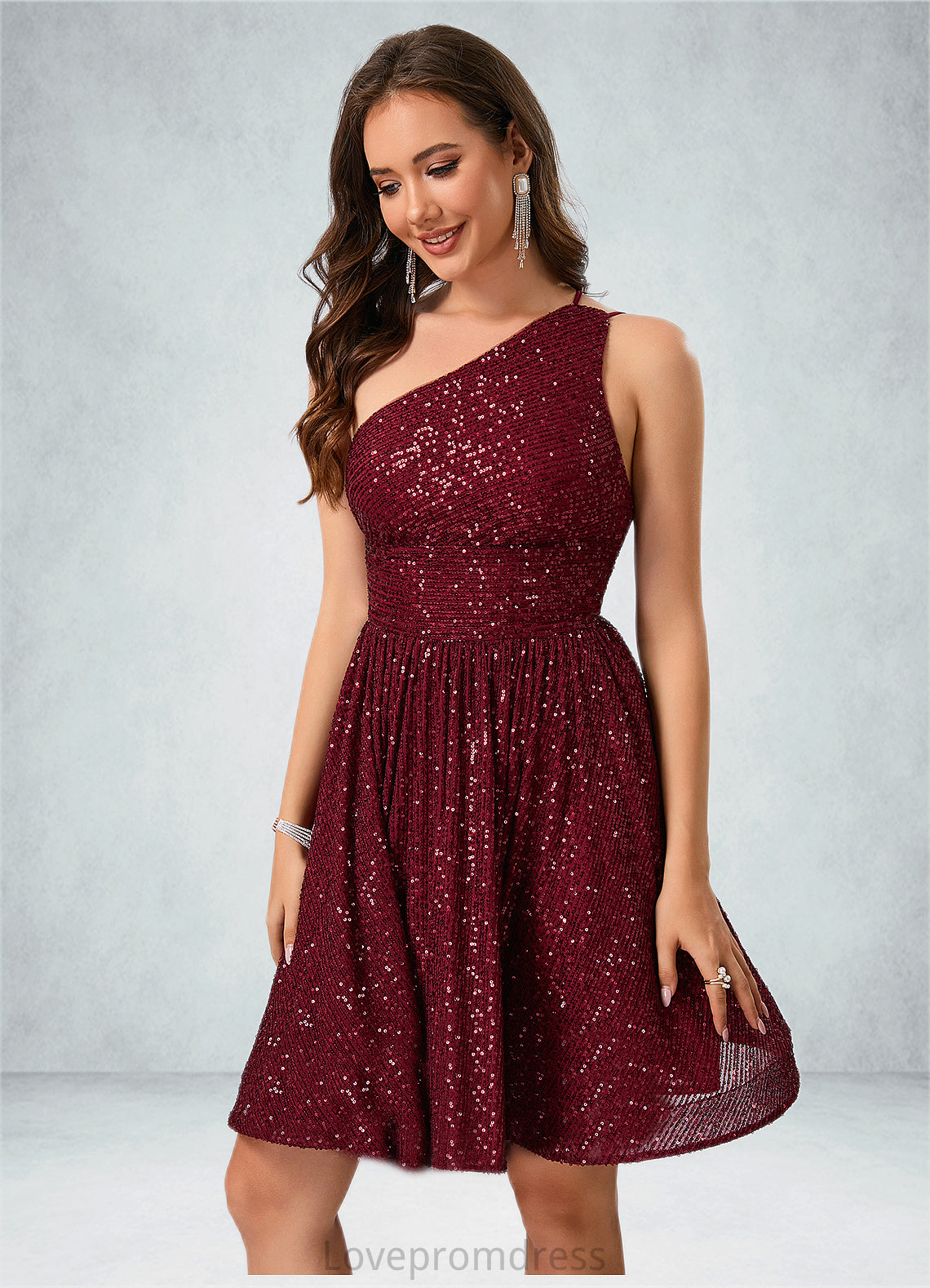 Jackie Sequins One Shoulder A-line Sequin Dresses DYP0022545