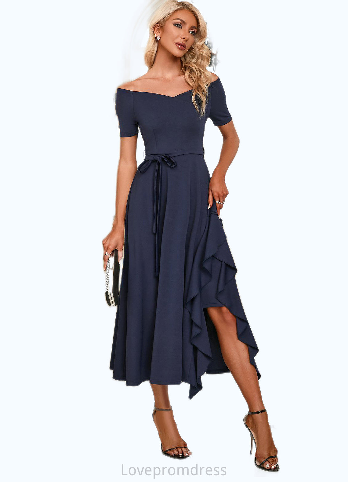 Tamara V-Neck Elegant A-line Cotton Blends Midi Dresses DYP0022561