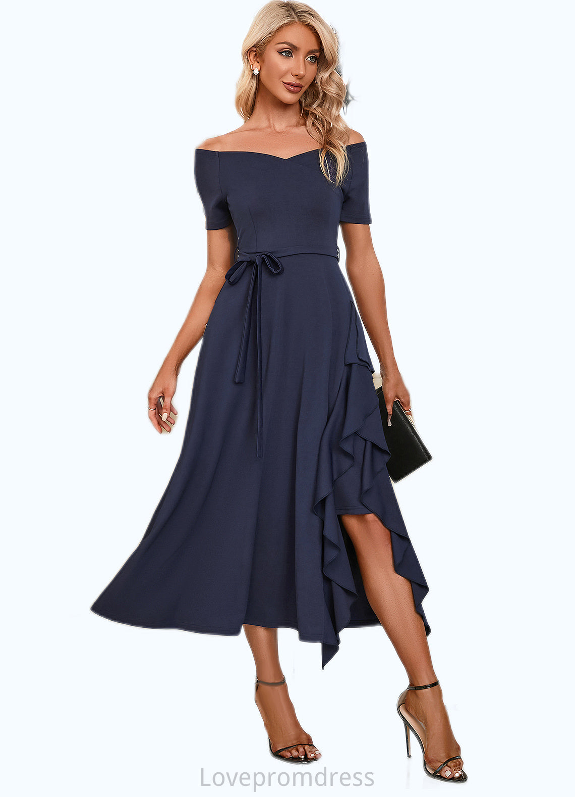 Tamara V-Neck Elegant A-line Cotton Blends Midi Dresses DYP0022561