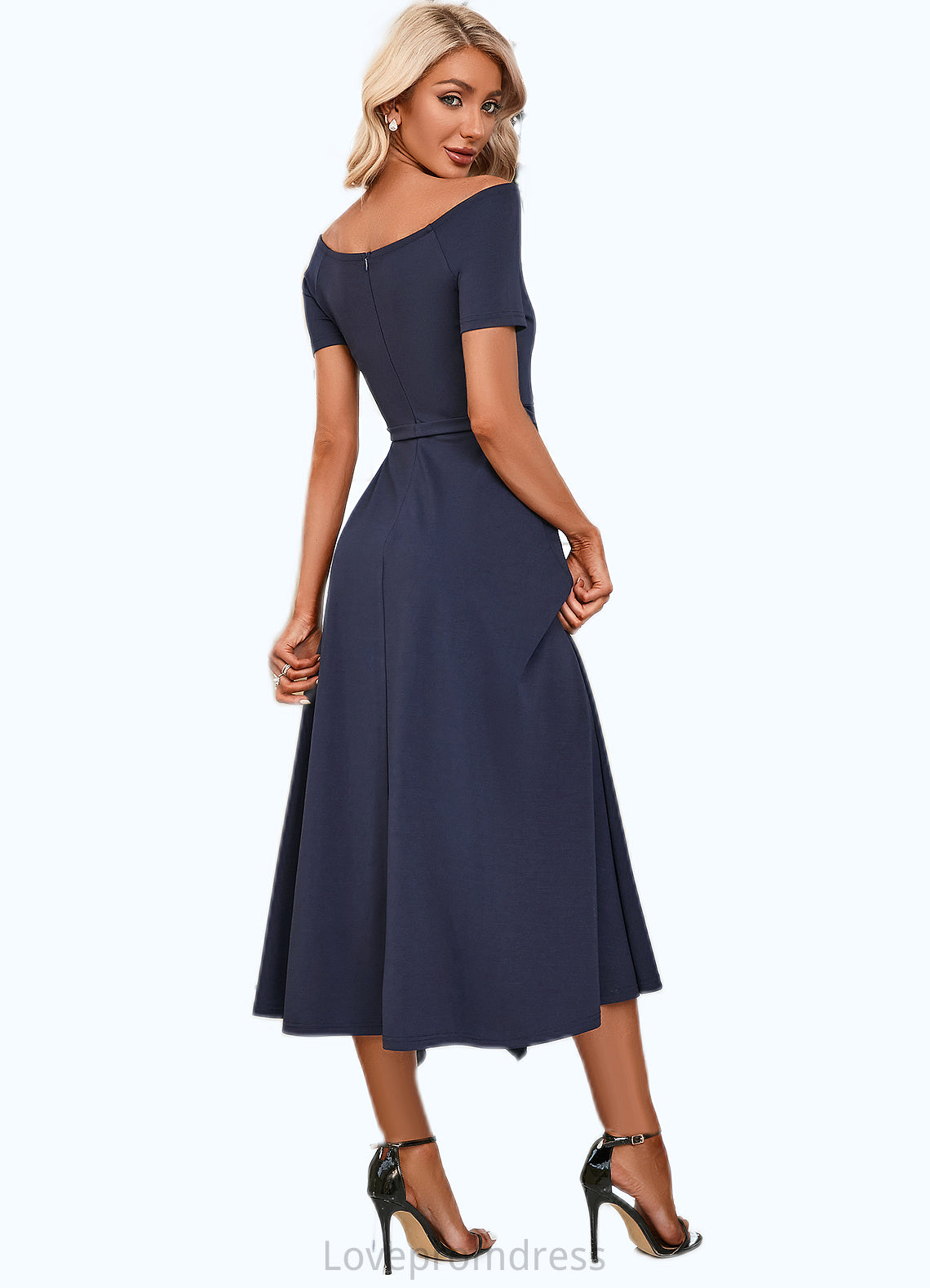 Tamara V-Neck Elegant A-line Cotton Blends Midi Dresses DYP0022561