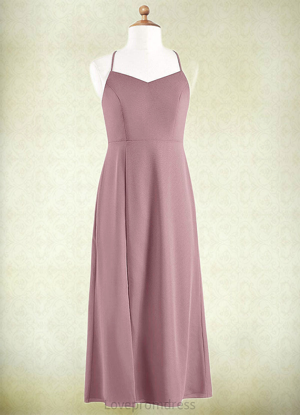 Kyra A-Line Chiffon Floor-Length Junior Bridesmaid Dress dusty rose DYP0022856