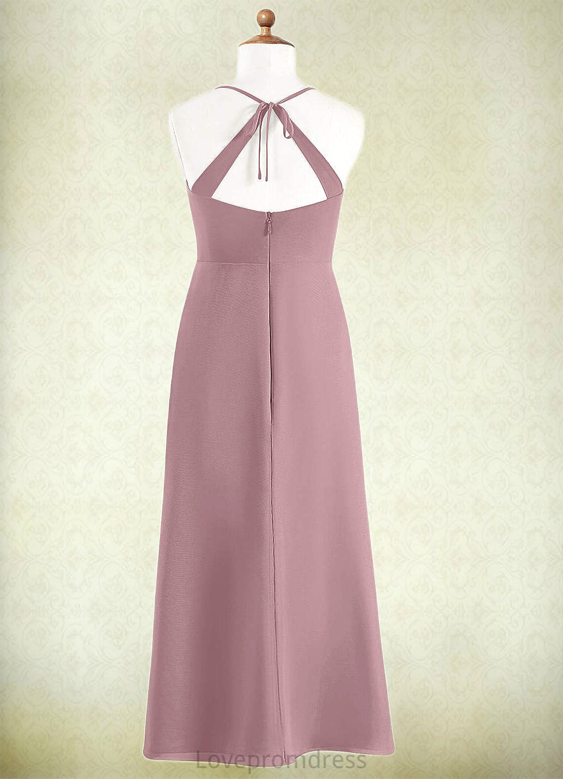 Kyra A-Line Chiffon Floor-Length Junior Bridesmaid Dress dusty rose DYP0022856