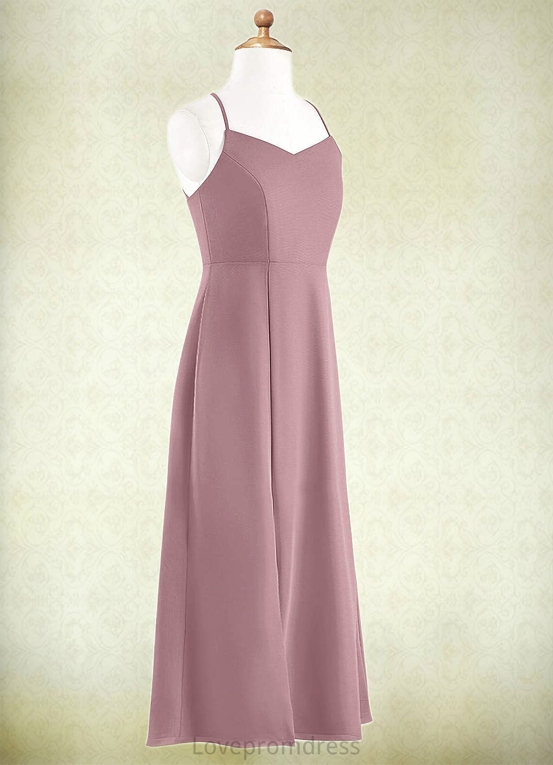 Kyra A-Line Chiffon Floor-Length Junior Bridesmaid Dress dusty rose DYP0022856