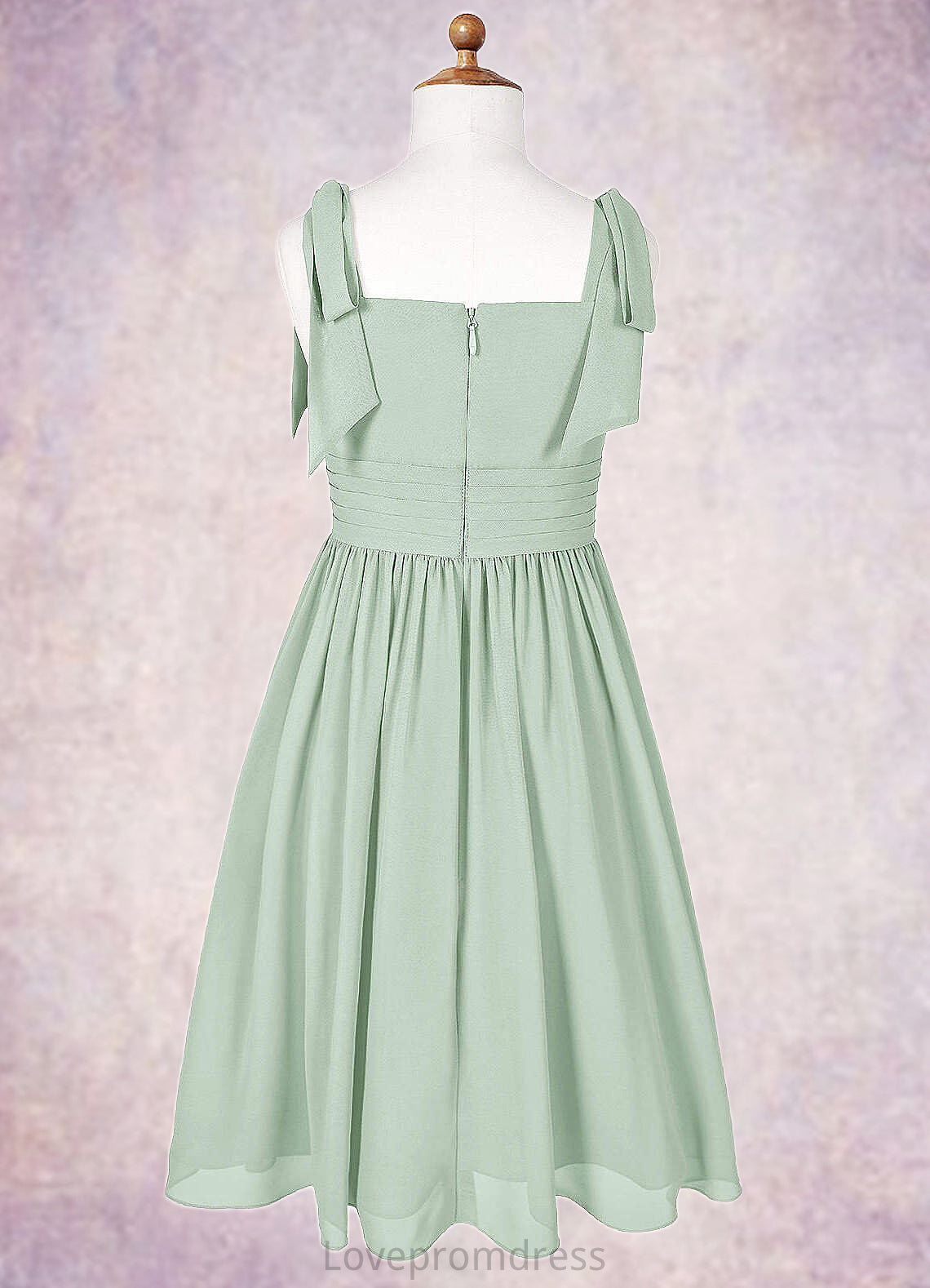 Kitty A-Line Pleated Chiffon Mini Junior Bridesmaid Dress Agave DYP0022864