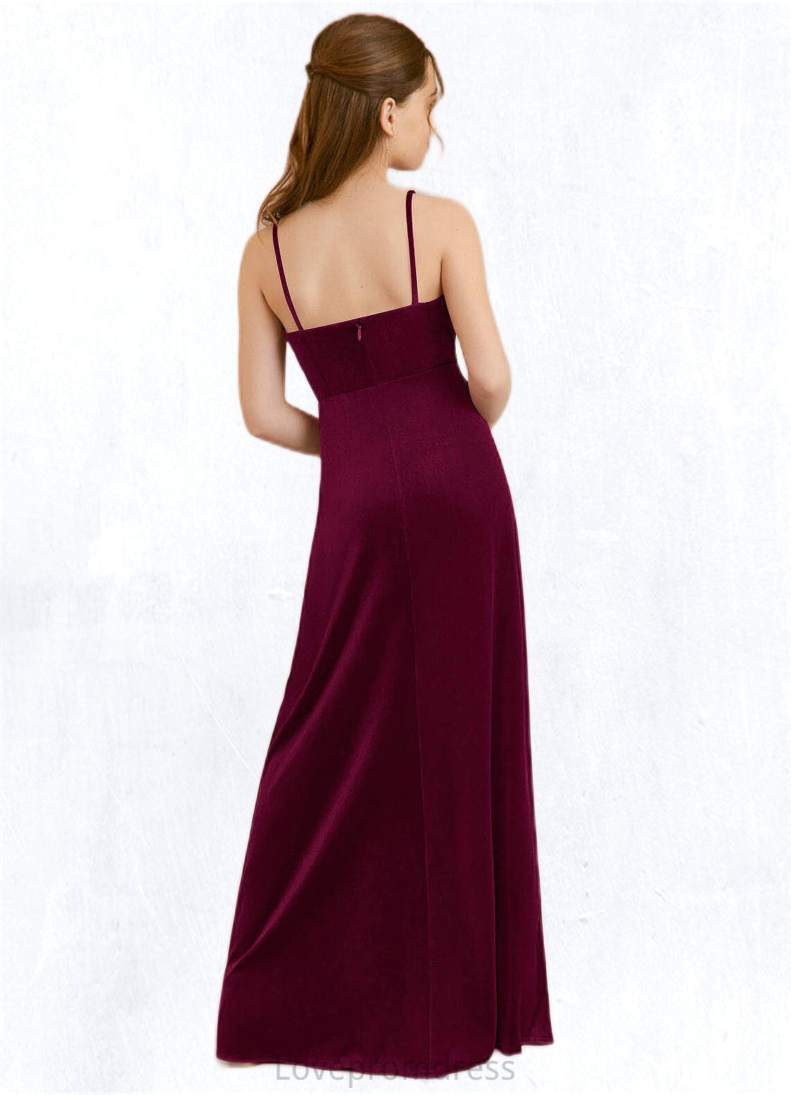 Frederica A-Line Velvet Floor-Length Junior Bridesmaid Dress Cabernet DYP0022870