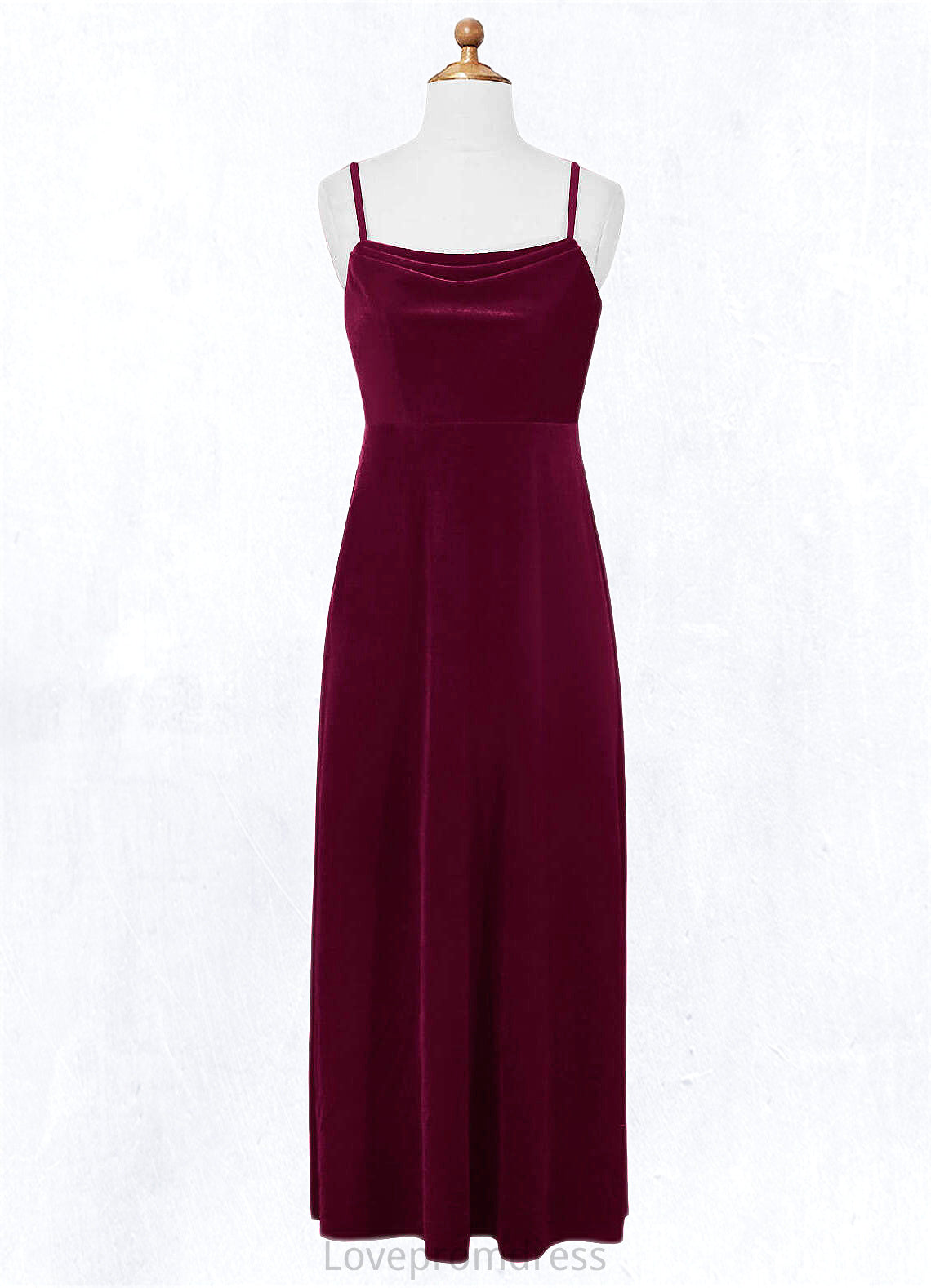 Frederica A-Line Velvet Floor-Length Junior Bridesmaid Dress Cabernet DYP0022870