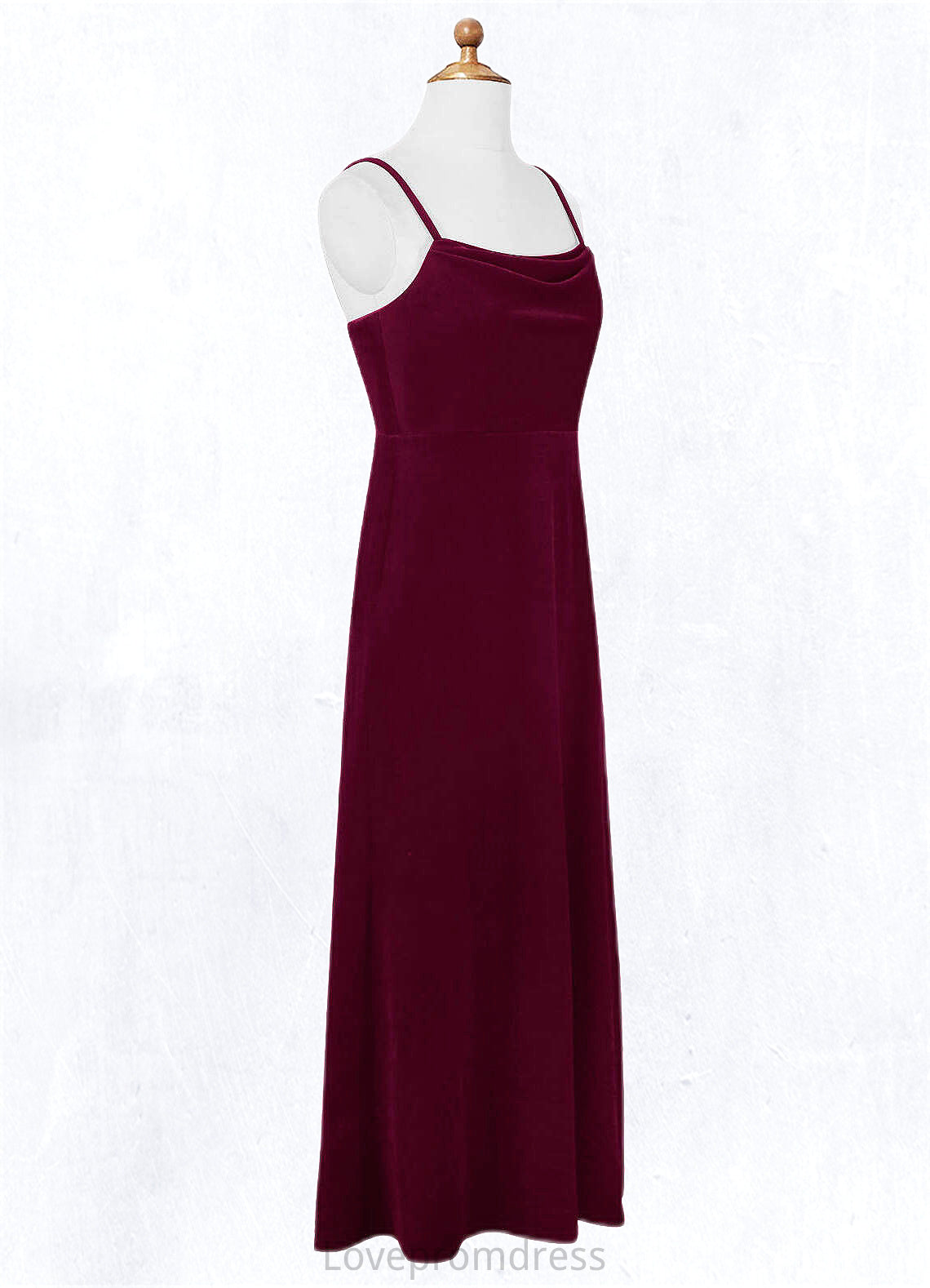 Frederica A-Line Velvet Floor-Length Junior Bridesmaid Dress Cabernet DYP0022870