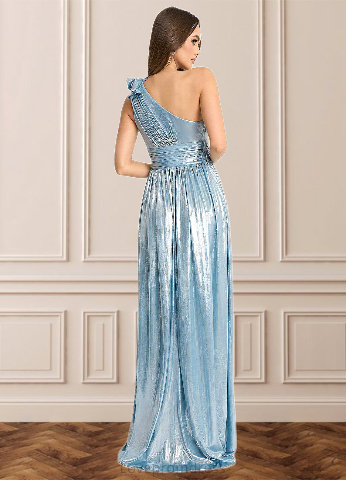 Lois Ivy Aqua Blue Pleated Gown Atelier Dresses | Azazie DYP0022880