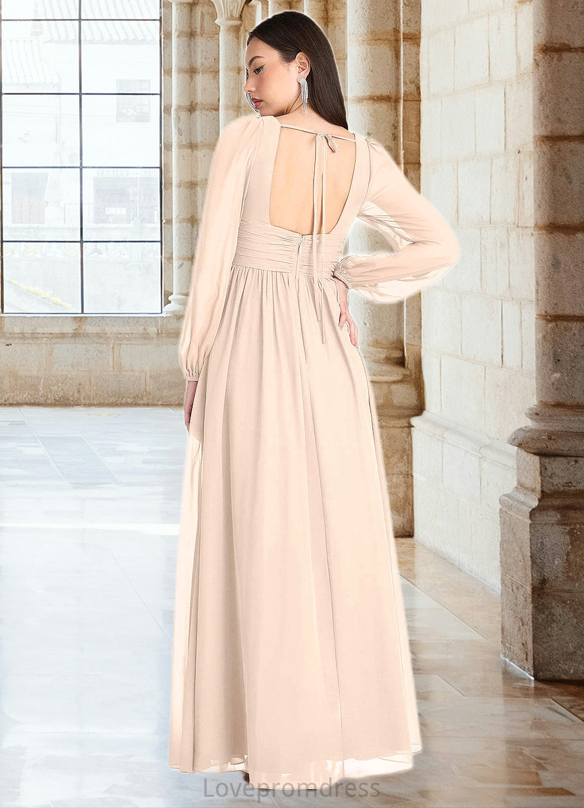 Maliyah Kelly Cream Long Sleeve Maxi Dress Atelier Dresses | Azazie DYP0022893