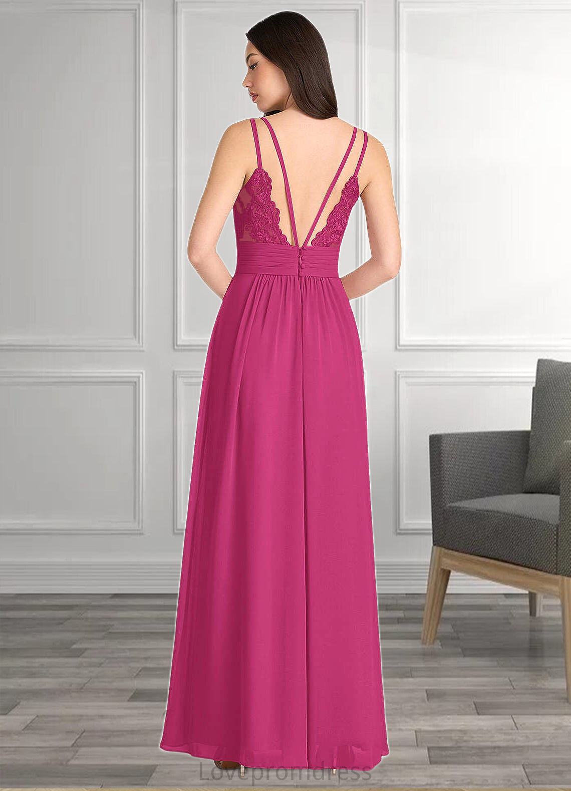 Mikayla April Hot Pink V Neck Maxi Dress Atelier Dresses | Azazie DYP0022895