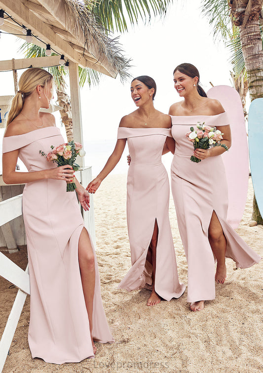 Trumpet/Mermaid Off-the-Shoulder Sleeveless Floor-Length Stretch Crepe Bridesmaid Dresses with Split Elisabeth DYP0025217