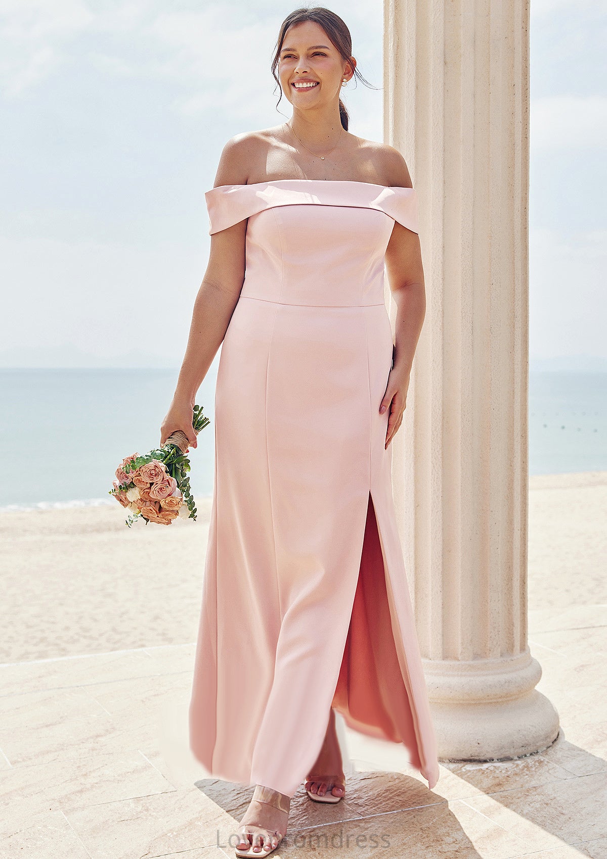 Trumpet/Mermaid Off-the-Shoulder Sleeveless Floor-Length Stretch Crepe Plus Size Bridesmaid Dresses Alexia DYP0025261