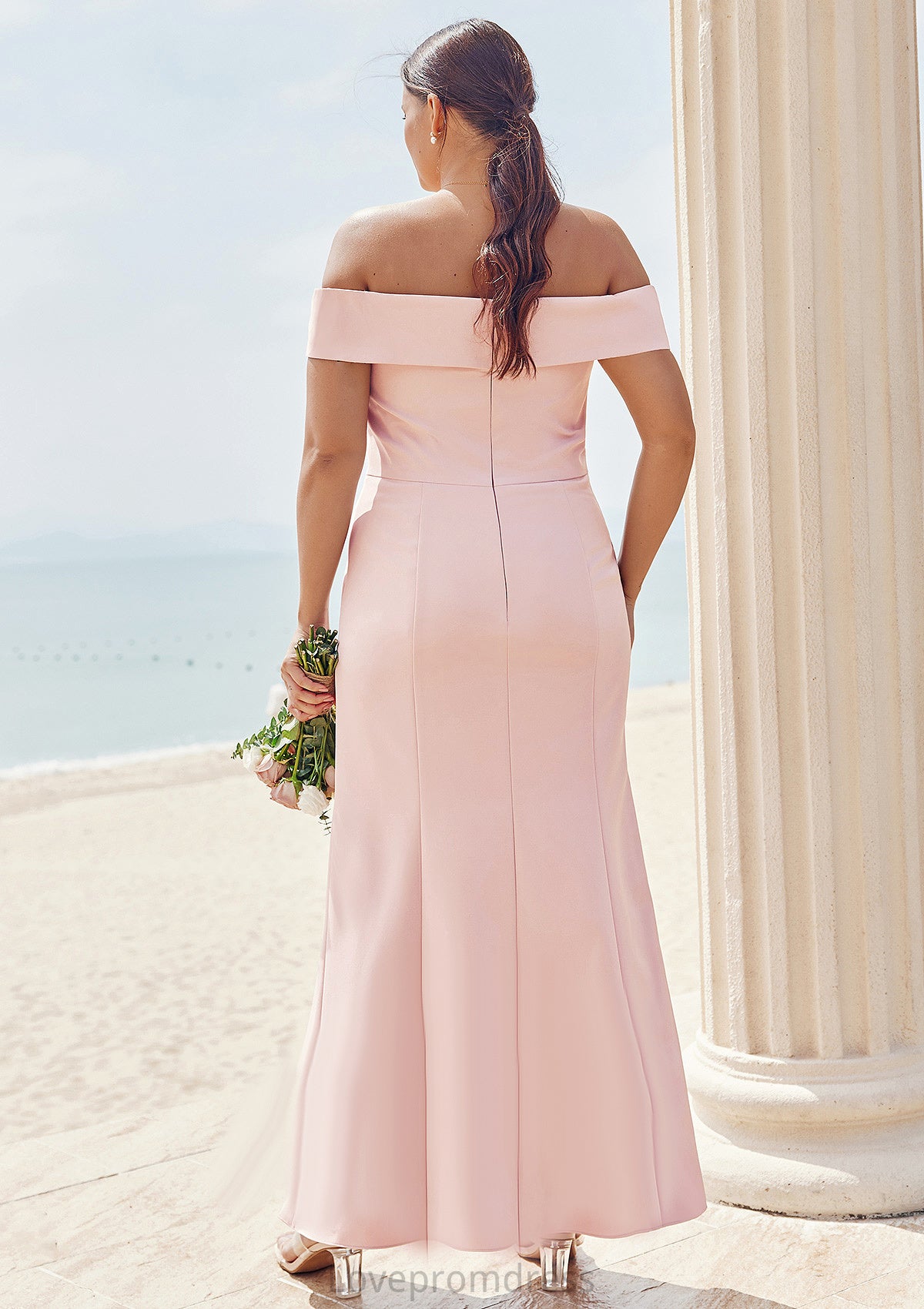 Trumpet/Mermaid Off-the-Shoulder Sleeveless Floor-Length Stretch Crepe Plus Size Bridesmaid Dresses Alexia DYP0025261