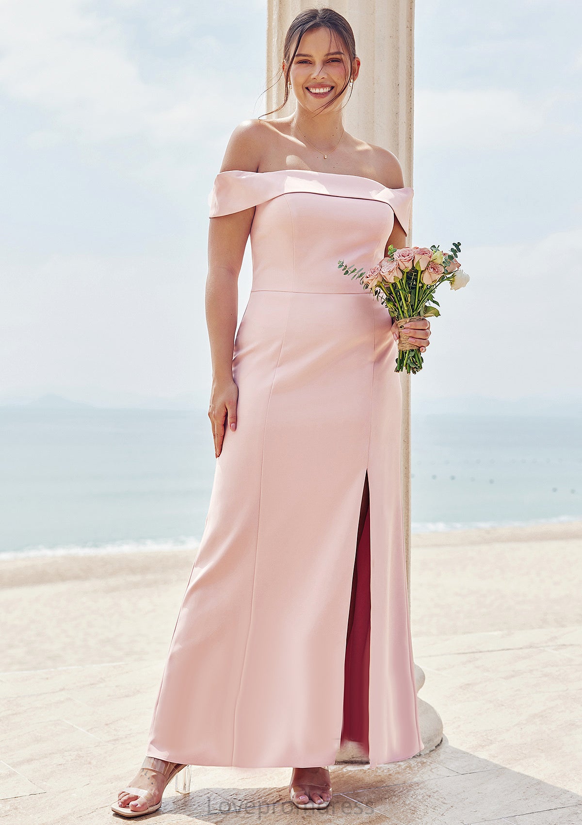 Trumpet/Mermaid Off-the-Shoulder Sleeveless Floor-Length Stretch Crepe Plus Size Bridesmaid Dresses Alexia DYP0025261