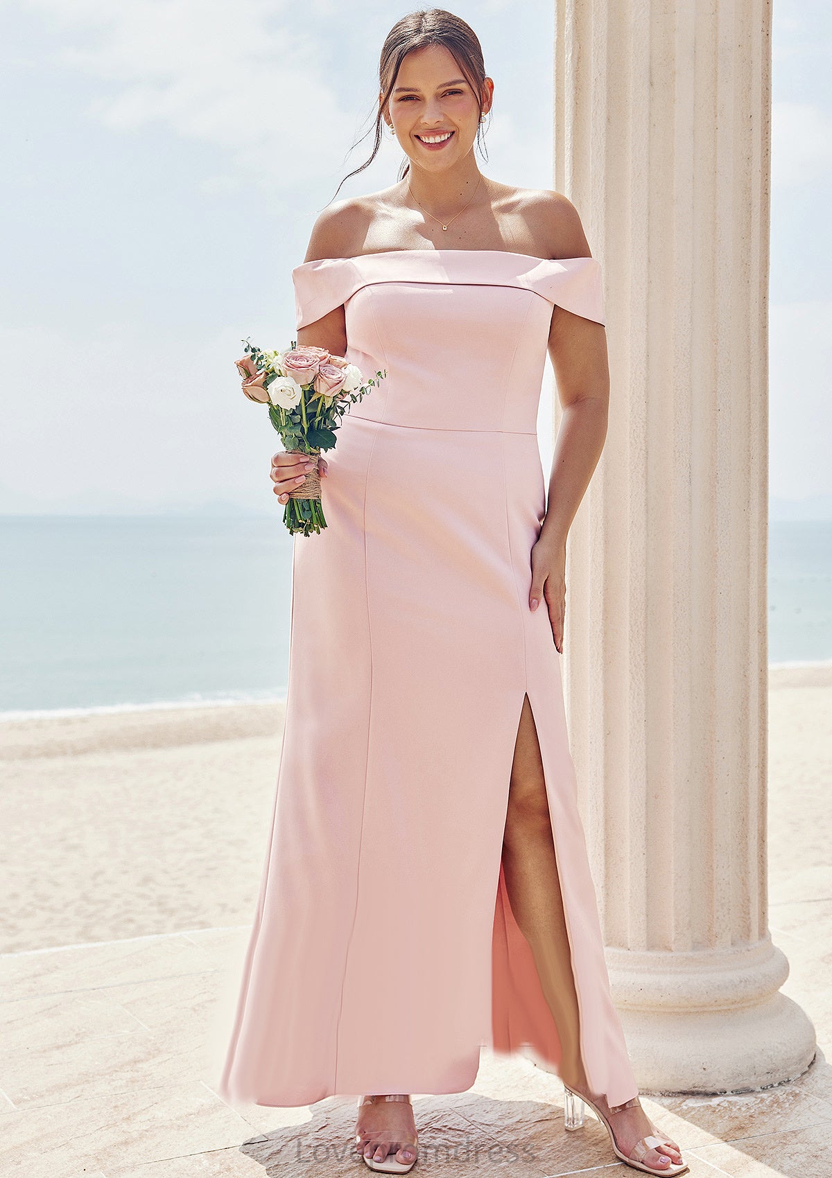 Trumpet/Mermaid Off-the-Shoulder Sleeveless Floor-Length Stretch Crepe Plus Size Bridesmaid Dresses Alexia DYP0025261