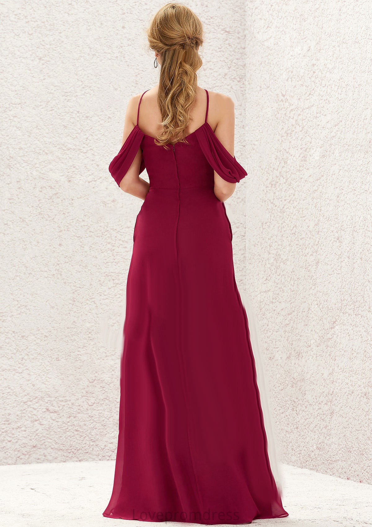 A-line Scalloped Neck Sleeveless Chiffon Long/Floor-Length Bridesmaid Dresses With Pockets Jocelynn DYP0025310