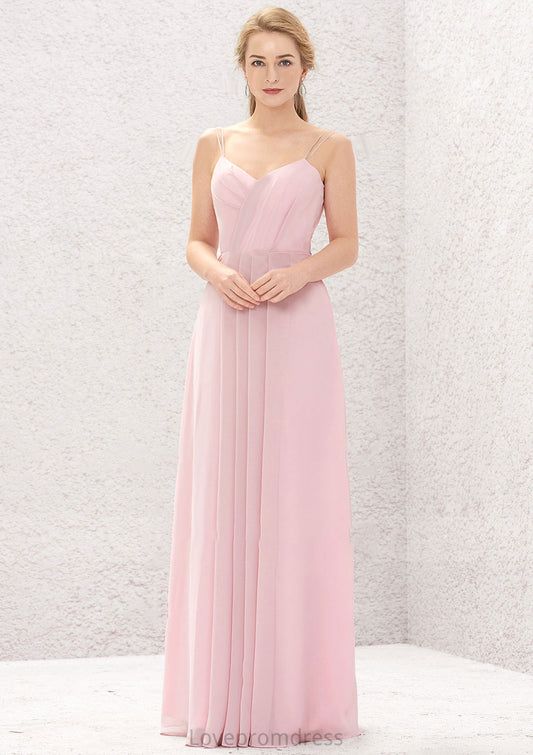 A-line Sweetheart Sleeveless Long/Floor-Length Chiffon Bridesmaid Dresses With Pleated Joslyn DYP0025335