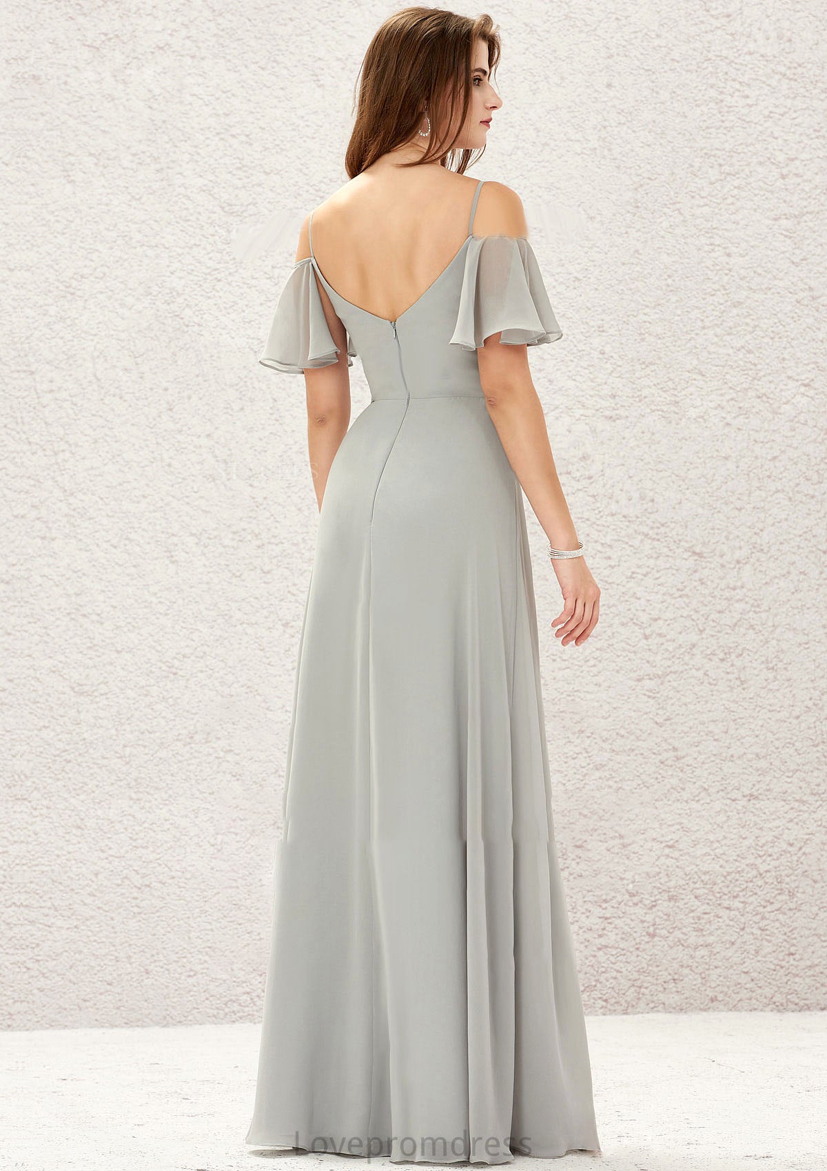 A-line Sweetheart Short Sleeve Long/Floor-Length Chiffon Bridesmaid Dresses With Pleated Katrina DYP0025338