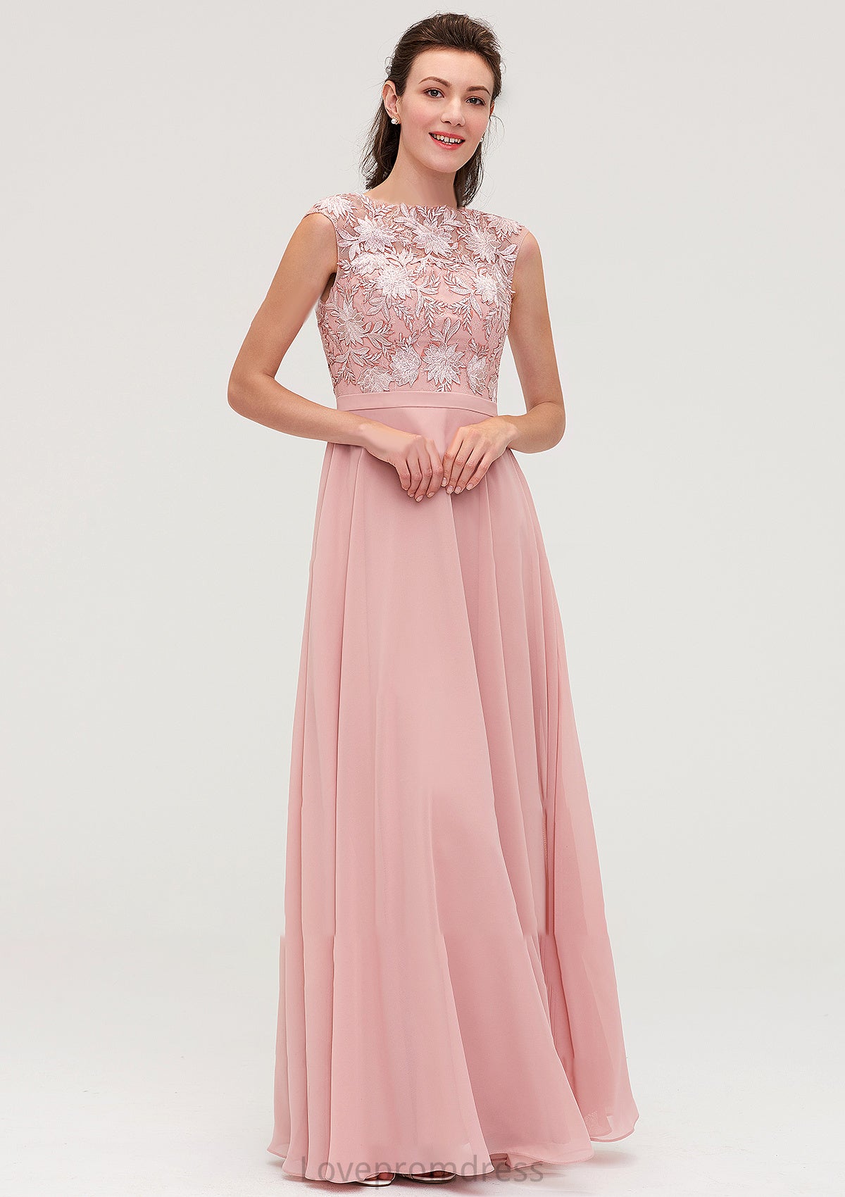 Sleeveless Chiffon A-line/Princess Long/Floor-Length Bridesmaid Dresseses With Sashes Appliqued Gretchen DYP0025348