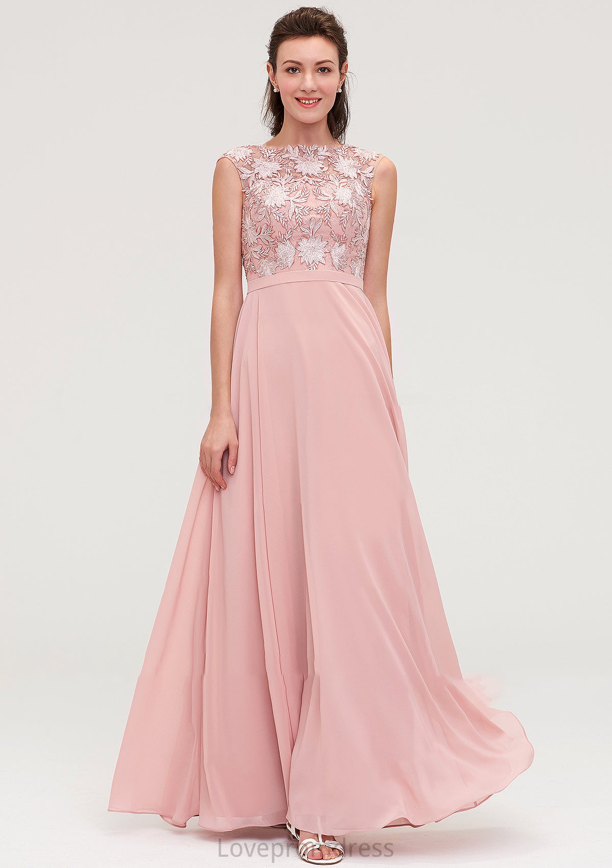 Sleeveless Chiffon A-line/Princess Long/Floor-Length Bridesmaid Dresseses With Sashes Appliqued Gretchen DYP0025348