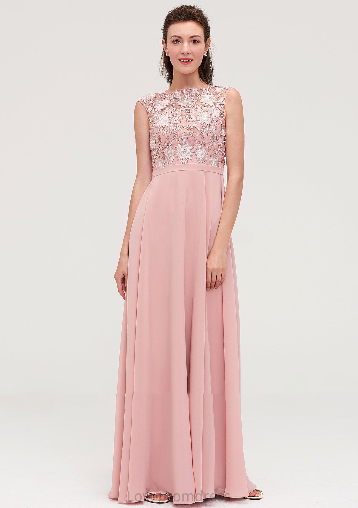 Sleeveless Chiffon A-line/Princess Long/Floor-Length Bridesmaid Dresseses With Sashes Appliqued Gretchen DYP0025348