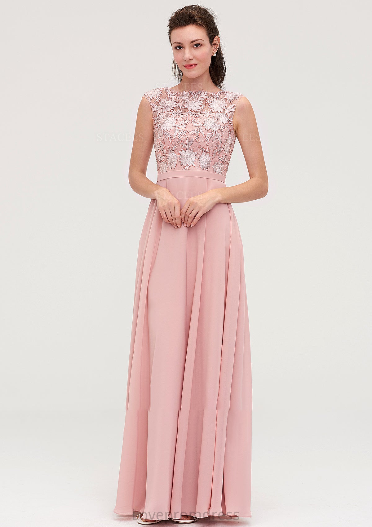 Sleeveless Chiffon A-line/Princess Long/Floor-Length Bridesmaid Dresseses With Sashes Appliqued Gretchen DYP0025348