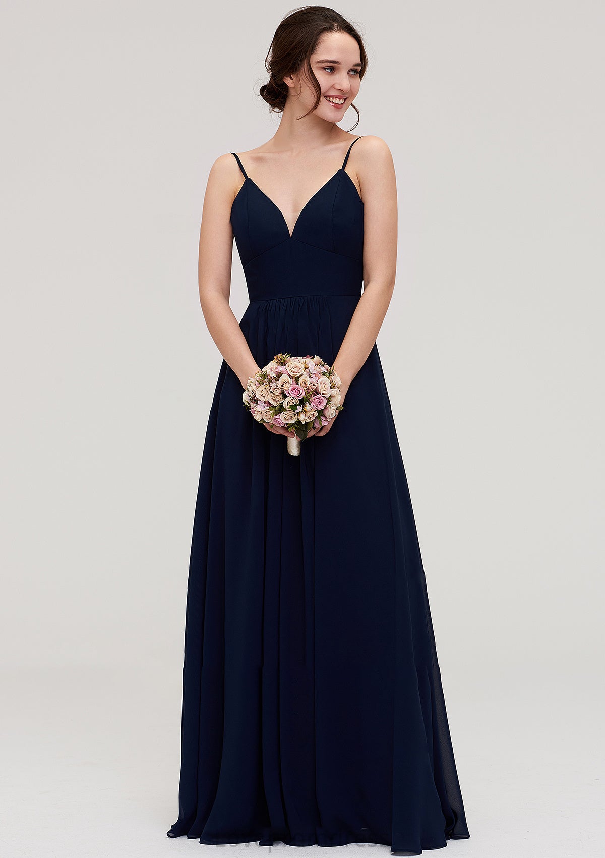 Sleeveless V Neck A-line/Princess Chiffon Long/Floor-Length Bridesmaid Dresseses With Pleated Annabelle DYP0025357