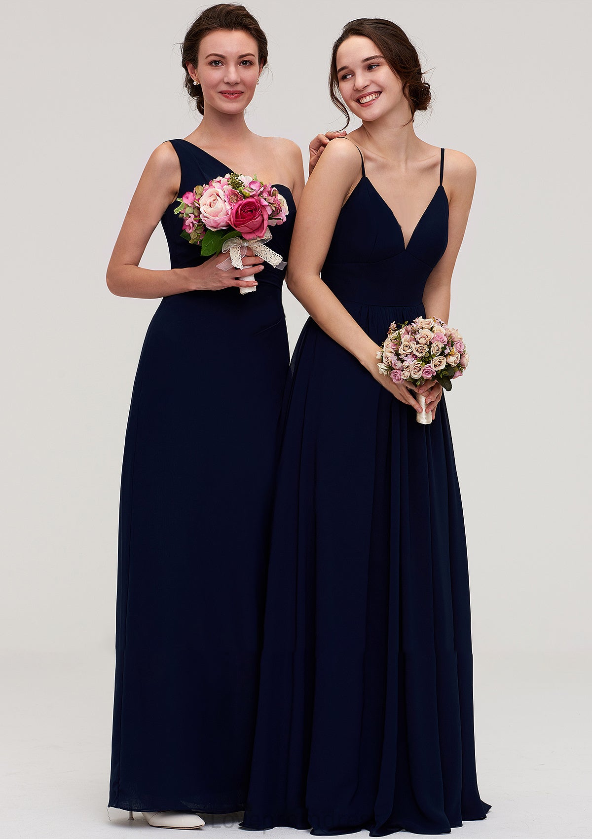 Sleeveless V Neck A-line/Princess Chiffon Long/Floor-Length Bridesmaid Dresseses With Pleated Annabelle DYP0025357