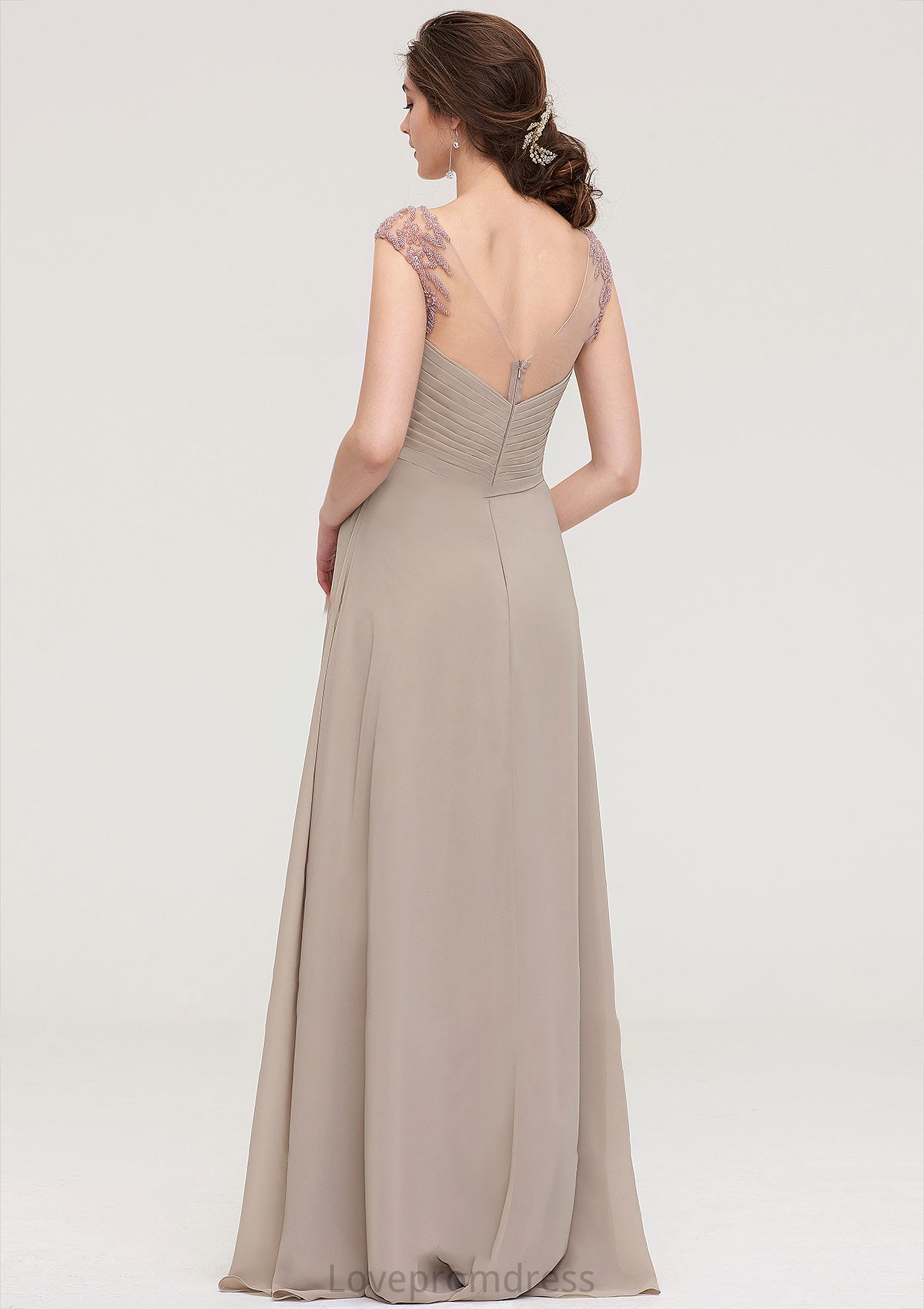 Sleeveless Scoop Neck Long/Floor-Length A-line/Princess Chiffon Bridesmaid Dresses With Pleated Beading -Bridesmaid Dresseses
 Joanne DYP0025396