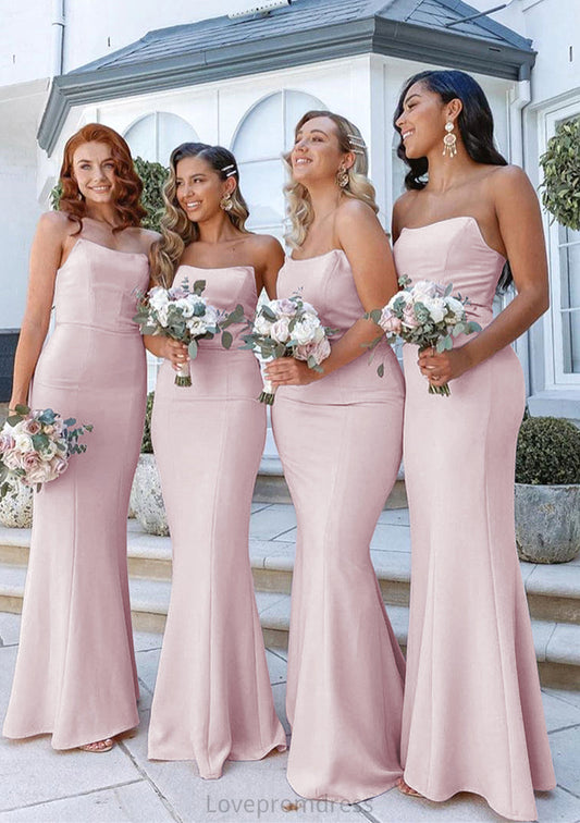 Sheath/Column Square Neckline Sleeveless Long/Floor-Length Elastic Satin Bridesmaid Dresses Lexie DYP0025411