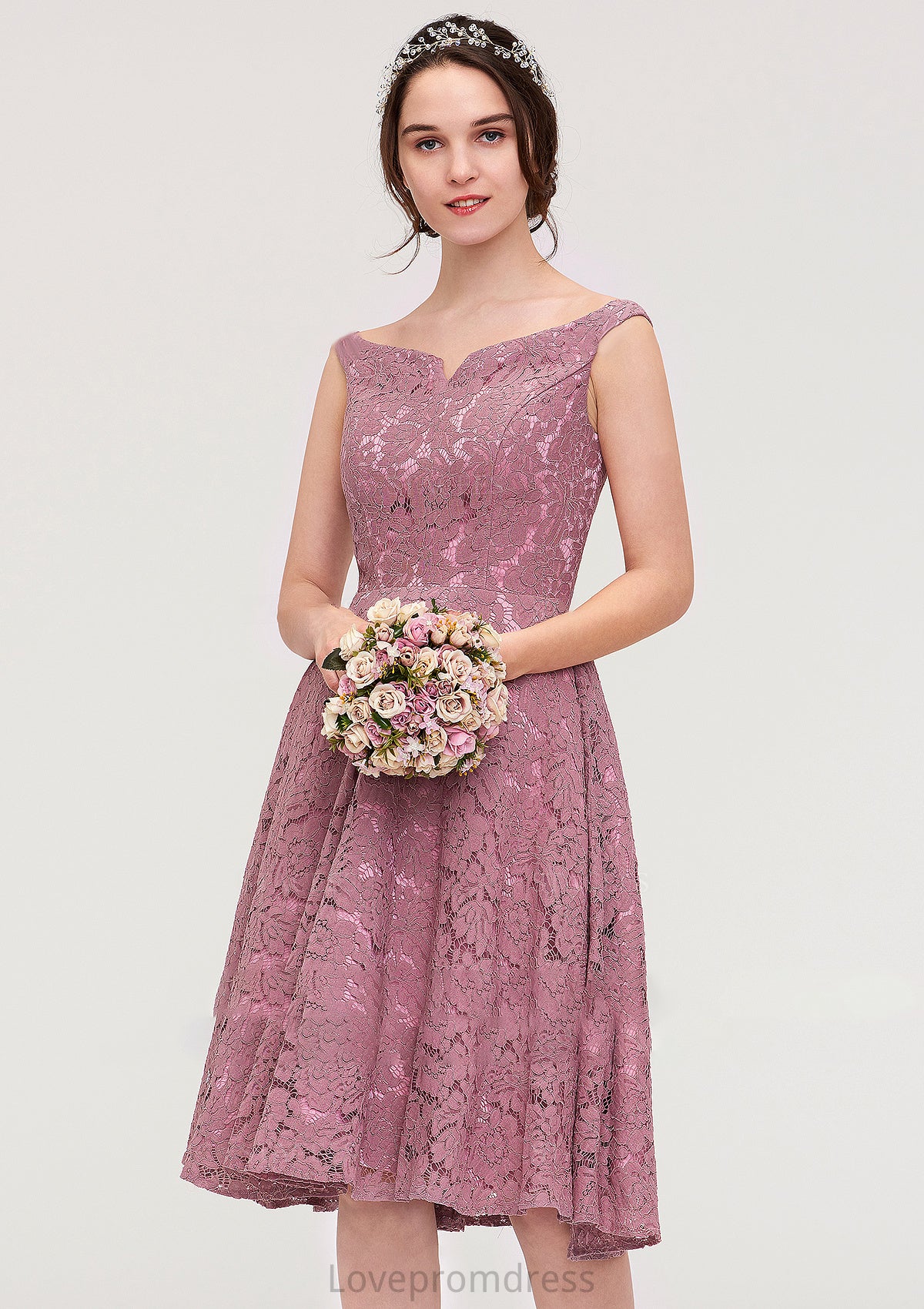 Sweetheart Sleeveless A-line/Princess Lace Knee-Length Bridesmaid Dresses Lois DYP0025421