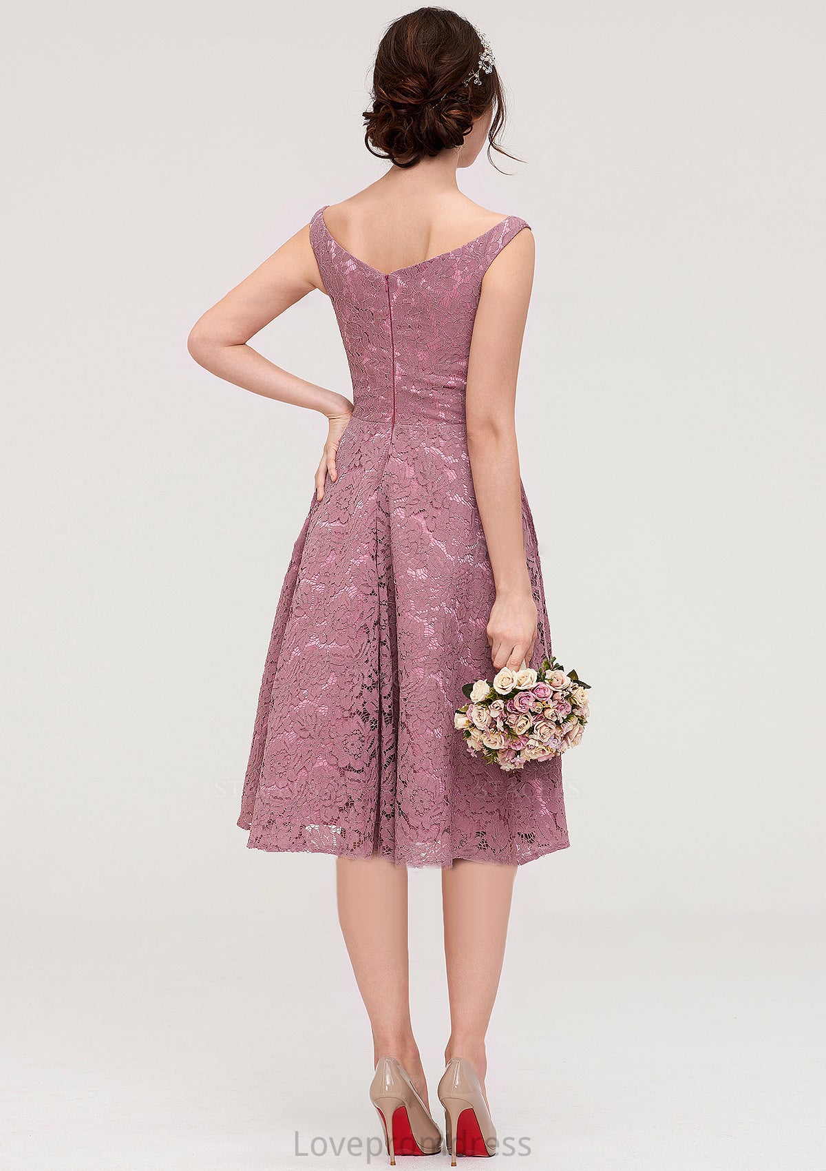 Sweetheart Sleeveless A-line/Princess Lace Knee-Length Bridesmaid Dresses Lois DYP0025421